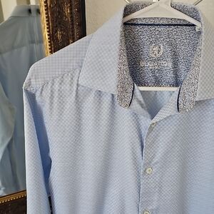 Bugatchi Men's Sky Blue Dress Long Sleeve Shirt - 16 Neck 34 - 35 Sleeve